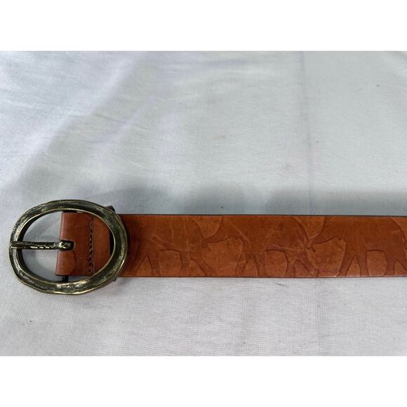 Coldwater Creek Women’s sz S Genuine Leather Elephant Embossed Belt Brown - Picture 2 of 10